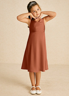 Azazie Zuzu Flower Girl Dresses Cedar Rose A-Line Spaghetti Strap Stretch Satin Dress image1