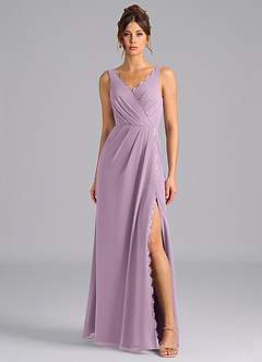 Azazie Bernice Bridesmaid Dresses Wisteria A-Line Pleated Chiffon Dress image4