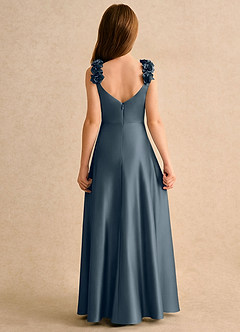 Azazie Rosita Girls Formal Robe Demoiselle D'honneur Fillette Robe Trapèze en Satin extensible Plissée Violet Crépusculaire image5