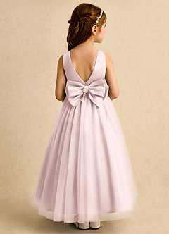 Azazie Lior Robe Demoiselle D'honneur Fillette Robe Princesse en Tulle Plissé Rose Pâle image5