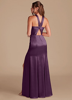 Azazie Rue Robes de demoiselle d'honneur Robe Fourreau en Satiné métallisé Plissée Prune image7