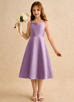 Azazie Jaella Girls Formal Flower Girl Dresses Wisteria A-Line Pleated Matte Satin Dress image4