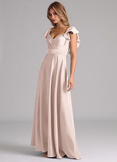 Azazie Leilani Bridesmaid Dresses Blushing Pink A-Line Ruched Stretch Satin Dress image7