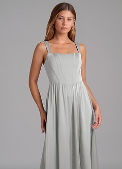 Azazie Rosaline 신부 들러리 드레스 A라인 사이드 슬릿 스트레치 새틴 바닥 길이 드레스 image6