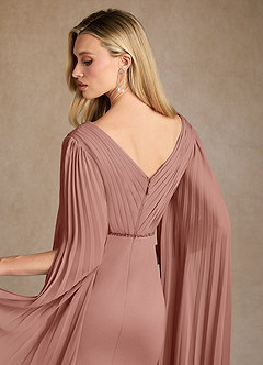 Azazie Ellsworth Mother of the Bride Dresses Dusty Rose Column Pleated Stretch Crepe Dress image6