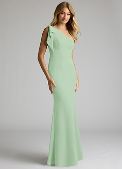 Azazie Rinna Bridesmaid Dresses Dusty Sage Mermaid One Shoulder Stretch Crepe Dress image1