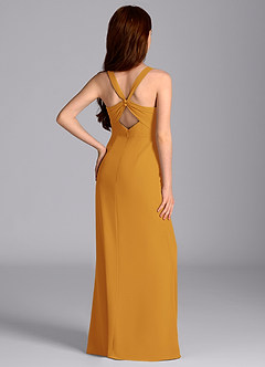 Azazie Mero Junior Meerjungfrau-Linie Plissee Chiffon Kleid Butterscotch image2
