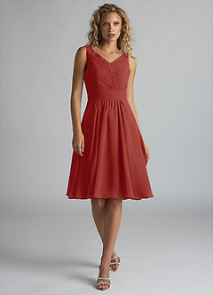 Azazie Grace Abiti da Damigella Abito A-Line in Chiffon Plissettato Terracotta image1