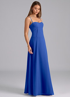 Azazie Valentine Bridesmaid Dresses Royal Blue A-Line Corset Chiffon Dress image5