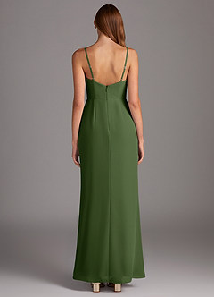 Azazie Tayla Bridesmaid Dresses Olive Sheath Square Neckline Chiffon Dress image4