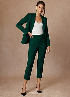 front Kennedy Emerald Structured Stretch Pants Suit