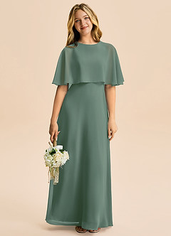 Azazie Maris Junior Abito A-Line in Chiffon Eucalipto image5