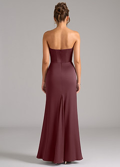Azazie Debby Jurken voor bruidsmeisjes Converteerbaar Jurk van Stretch Satijn met Zeemeermin Strapless Sangria image7