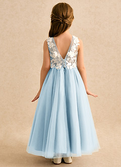 Azazie Mixie Flower Girl Dresses Sky Blue Ball-Gown Lace Dress image4