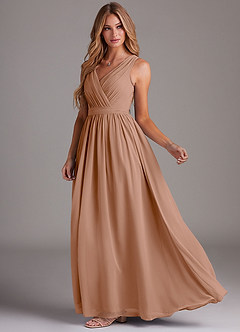 Azazie Kingsley Bridesmaid Dresses Champagne Rose A-Line Lace Chiffon Dress image4