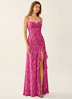 Rosemary Fuchsia Jacquard Corset Sparkly Prom Dress image4