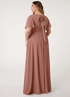 Azazie Kimber Bridesmaid Dresses Cedar Rose A-Line Flounce Sleeve Chiffon Dress image12