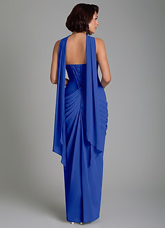 Azazie Nyra Jurken voor bruidsmeisjes Jurk van Chiffon met Kolom Korset Koningsblauw image4