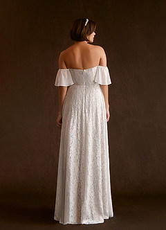 Azazie Cambri Wedding Dresses A-Line Off the Shoulder Lace Floor-Length Dress image2