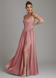 Azazie Francis Bridesmaid Dresses Dusty Rose A-Line Corset Stretch Satin Dress image5