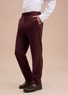 front Ethan Cabernet Refined Weave Dress Pants