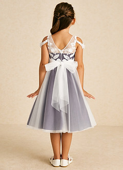 Azazie Sunnie Flower Girl Dresses Plum A-Line Lace Tulle Dress image3