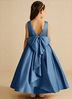 Azazie Cailee Flower Girl Dresses Twilight Ball-Gown Pleated Matte Satin Dress image1