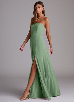 Azazie Wren Bridesmaid Dresses Matcha A-Line Side Slit Chiffon Convertible Dress image4