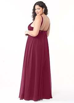 Azazie Aziza Bridesmaid Dresses Mulberry A-Line V-Neck Pleated Chiffon Dress image10