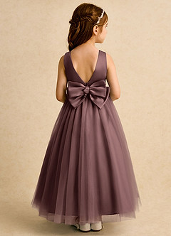Azazie Lior Flower Girl Dresses Espresso Ball-Gown Pleated Tulle Dress image5