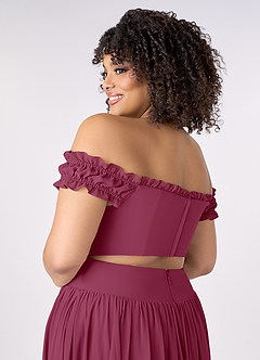 Barbie ♥ Azazie Bridesmaid Dresses Mulberry A-Line Off the Shoulder Chiffon Convertible Dress image12