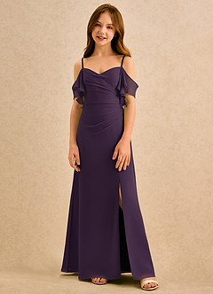 Azazie Pippy Girls Formal Flower Girl Dresses Plum A-Line Sweetheart Neckline Chiffon Dress image3
