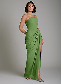 Azazie Nyra Brautjungfernkleider Etui Korsett Chiffon Kleid Basilikum image7