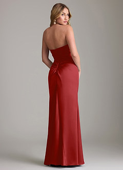 Azazie Lucille Bridesmaid Dresses Pomegranate Mermaid Strapless Stretch Satin Convertible Dress image2