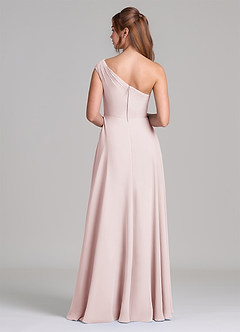 Azazie Melanie 신부 들러리 드레스 A라인 오프 더 숄더 쉬폰 바닥 길이 드레스 image6