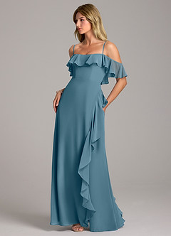 Azazie Aubrie Bridesmaid Dresses Bermuda A-Line Off the Shoulder Chiffon Dress image3