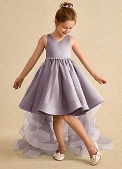 Azazie Julietta Flower Girl Dresses Dusk Ball-Gown Convertible Tulle Dress image5