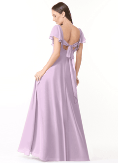 Azazie Syenna Bridesmaid Dresses Frosted Lilac A-Line Ruched Chiffon Dress image2