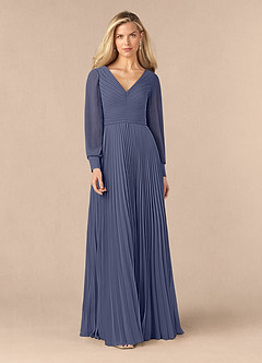 Azazie Zina Kleider für die Brautmutter A-Linie Plissee Chiffon Kleid Sturm image1