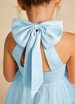 Azazie Dora Flower Girl Dresses Sky Blue A-Line Bow Tulle Dress image5