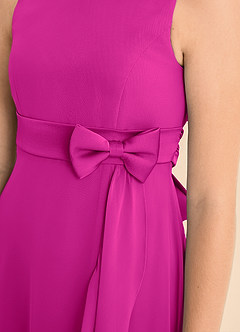 Azazie Lilenne Junior Fuchsia A-Line Bow Chiffon Dress image6