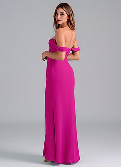 Azazie Asha Jurken voor bruidsmeisjes Converteerbaar Jurk van Chiffon met Kolom Off the Shoulder Fuchsia image2