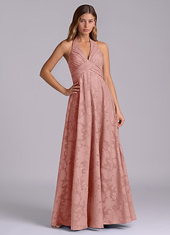 Azazie Tessie Bridesmaid Dresses Rosette A-Line Pleated Floral Burnout Dress image1