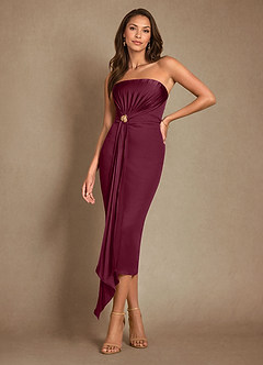 Azazie Dinanta Kleider für die Brautmutter Spalte Plissee Chiffon Kleid Maulbeerrot image1
