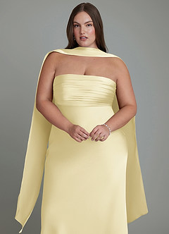 Azazie Saylor Bridesmaid Dresses Lemon Sorbet Mermaid Strapless Stretch Satin Dress image18