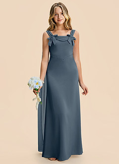 Azazie Chelsea Junior Twilight Sheath Pleated Stretch Satin Dress image4