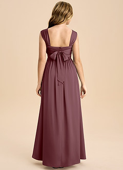 Azazie Hattie Junior Robe Trapèze en Satin extensible Plissée Sangria image2