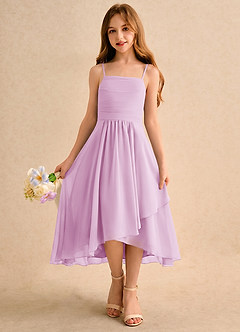 Azazie Twilight Dance Girls Formal Flower Girl Dresses Candy Pink A-Line Pleated Chiffon Dress image3