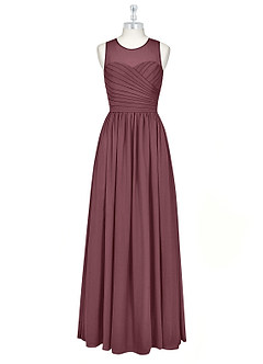 Azazie Nina Bridesmaid Dresses Sangria A-Line Pleated Chiffon Dress image6