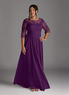 Azazie Harriet Mère de la mariée Robes Robe Trapèze en Maille Dentelle en forme d'anneau Grain De Raisin image7
